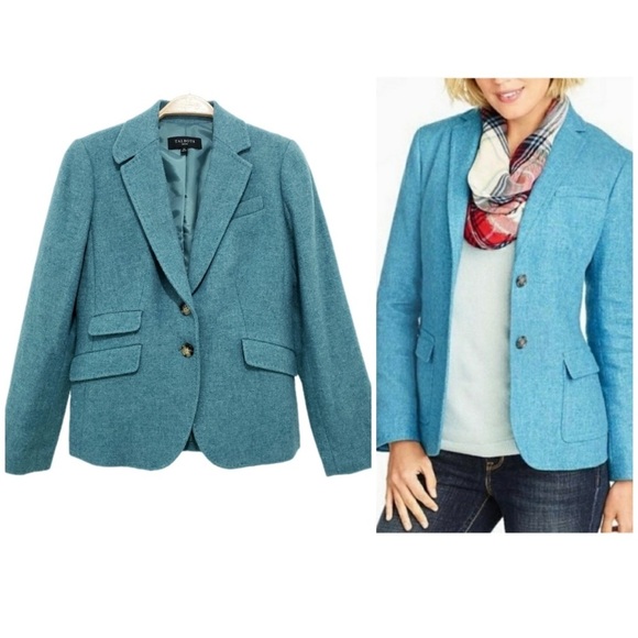 Talbots Teal Blazer with Notched Lapels and Fitted Silhouette - Picture 1 of 11